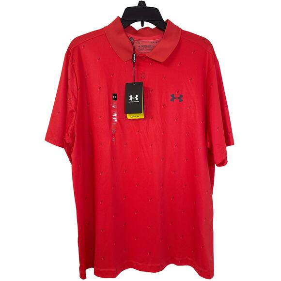 NWT Large Men’s Under Armour, Loose Cut The Performance Polo UPF 40 Coral Shirt - Picture 1 of 6